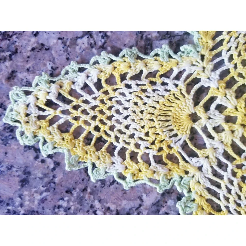Vintage Handmade Yellow Doily
